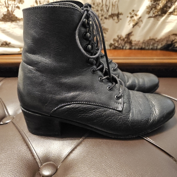 Christy Dawn Dawn Boots Size 8 Noir Black Lace Up Victorian Style - Picture 4 of 8